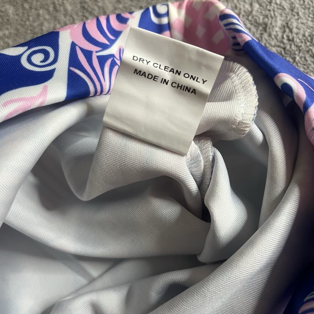 CK Bradley Women's Size Medium Palazzo Pants Blue Pink Bird Graphic Wide Leg M - Picture 5 of 9
